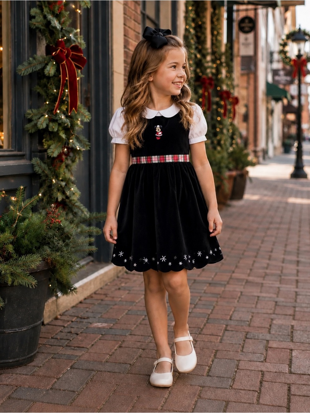 Disney Minnie Mouse Jumper Dress Holiday Velvet L 10 12
